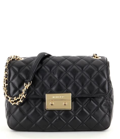 michael kors black bag with black hardware|Michael Kors quilted black bag.